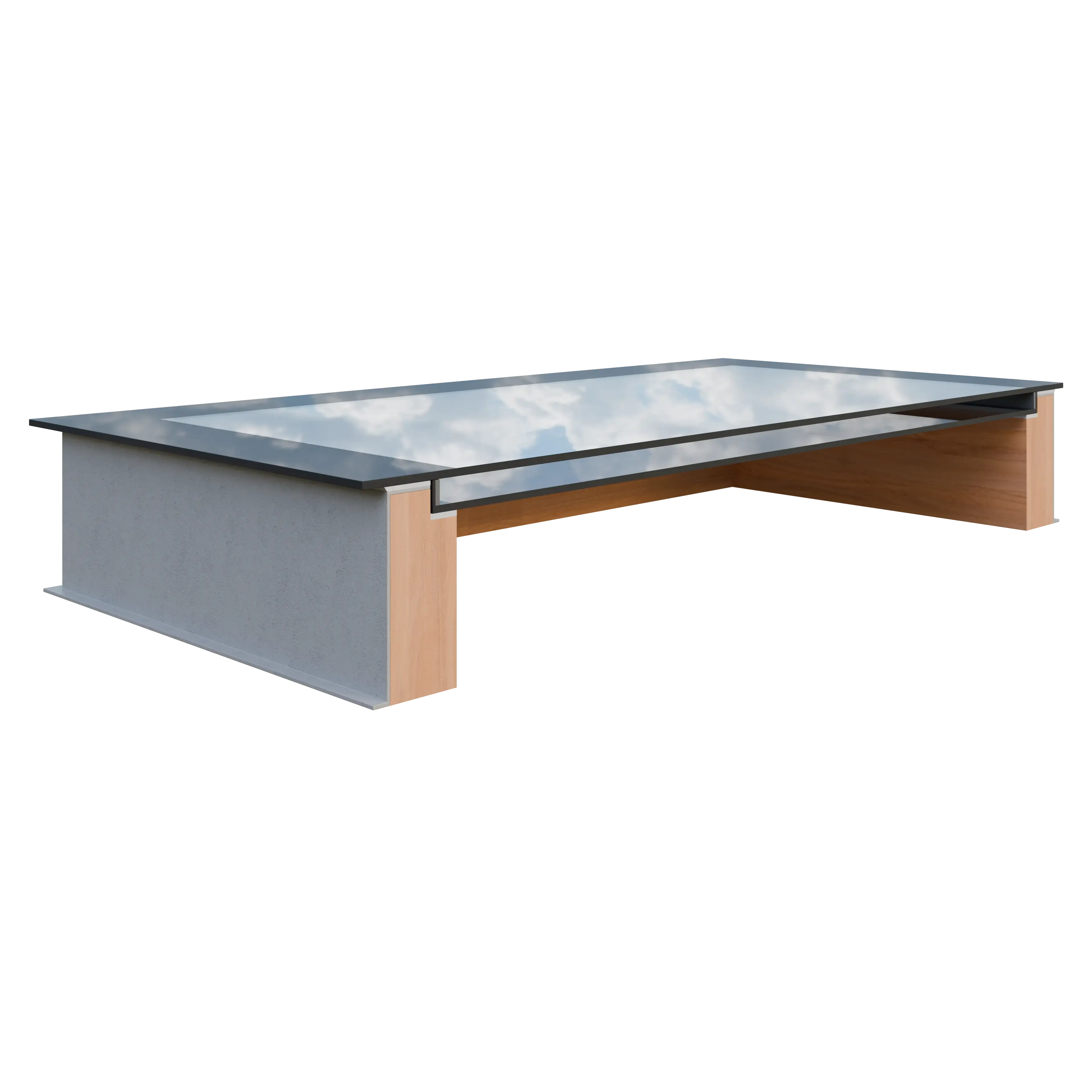 Bespoke frameless roof light mounted on an upstand